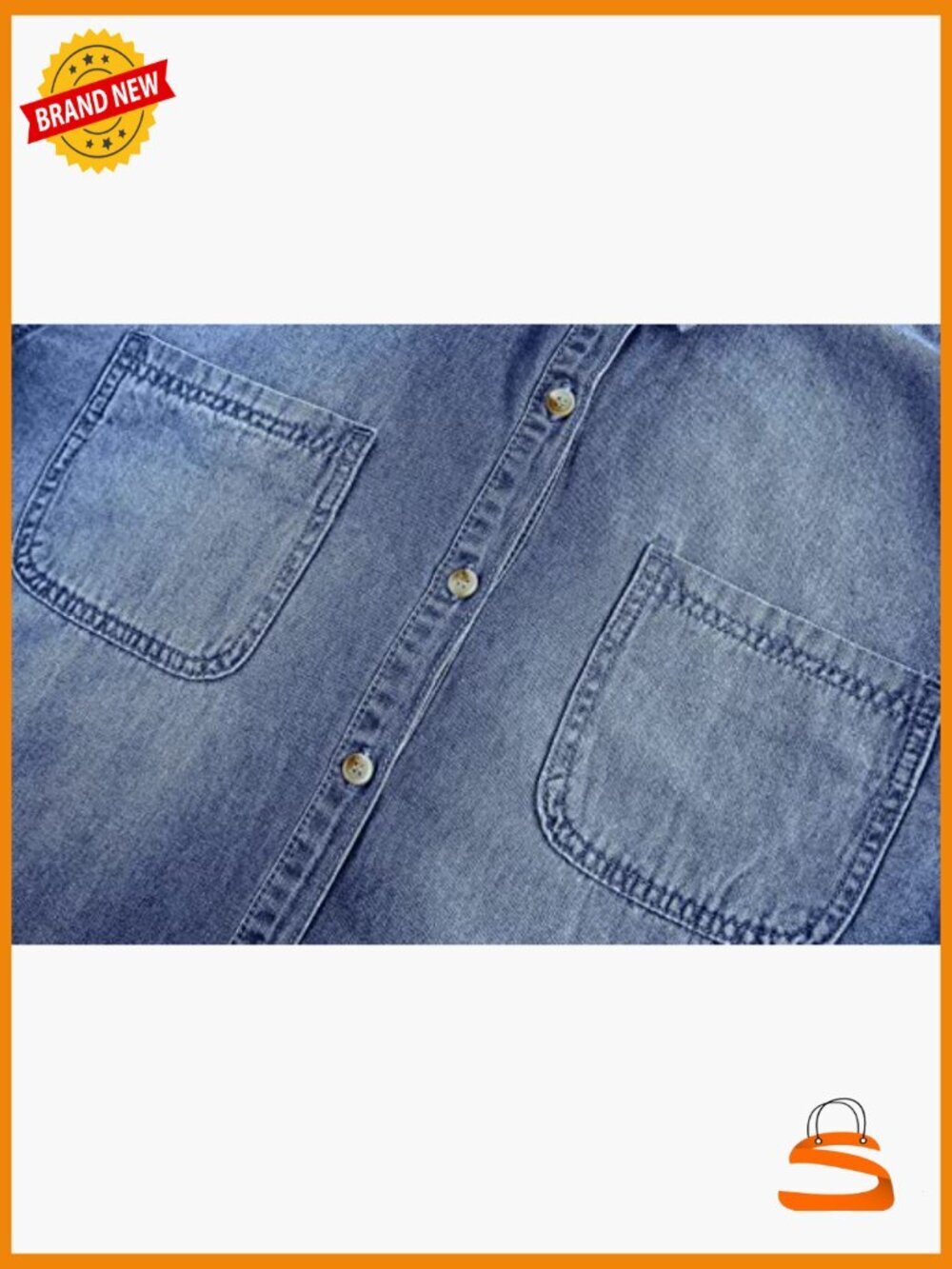 Womens Button Down Denim Shirt Chambray Casual Long Sleeve Boyfriend Jacket - Picture 5 of 6